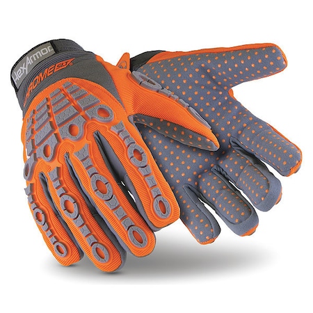 Chrome SLT(R) Cut Resistant Impact Gloves, Synthetic Leather Palm, M, Gray/High-Visibility Orange