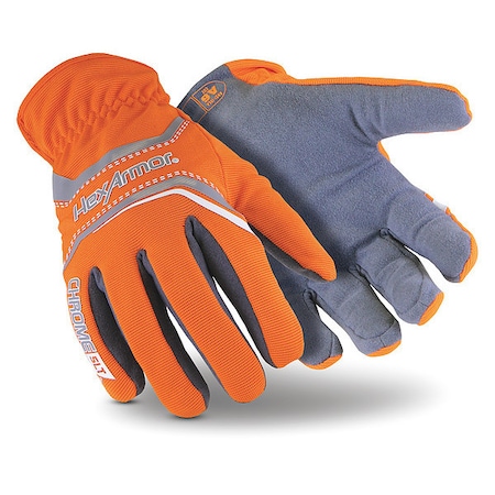 Chrome SLT 4072 Cut-Resistant Gloves, Synthetic Leather Palm, 3XL, Gray/High-Visibility Orange
