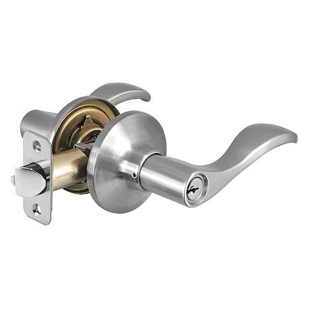 Lever Lockset,Satin Nickel,Wave Style