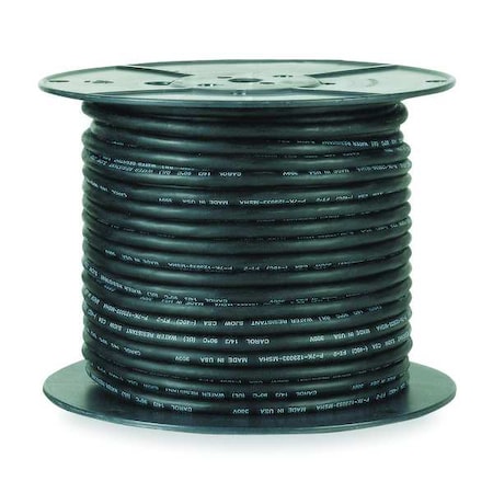 Portable Cord, SJOOW, 16 AWG, 2 C, Black, EPDM Rubber, Stranded, 300V, Indoor/Outdoor, 250 ft