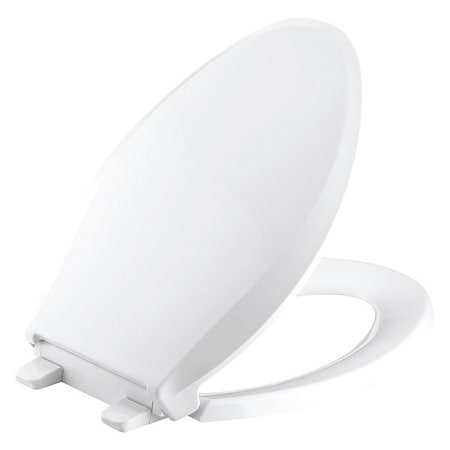 Toilet Seat With Cover, Plastic, Elongated, White