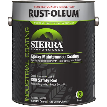 Epoxy Paint Base, Safety Red, Gloss, 1 gal, 230 to 340 sq ft/gal, S60 Series