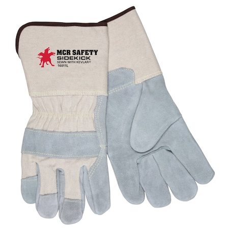 Sidekick(R) 16011 Leather Cut-Resistant Gloves, Gauntlet Cuff Gray, 1 PR