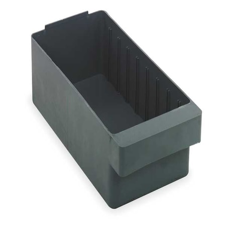 Drawer Storage Bin, High Impact Polystyrene, Gray, 4 5/8 in H, 5 9/16 in W, 17 5/8 in L
