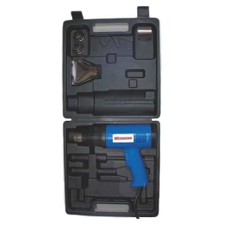 Heat Gun Kit, Corded Powered, 120V AC, Variable Temp. Setting, 1,200 W Watt, Pistol-Grip Handle
