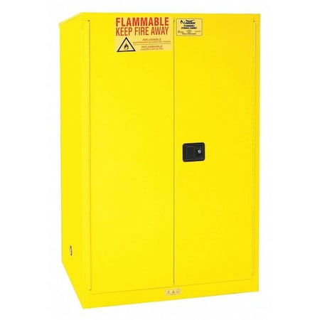 Hazardous Material Storage Cabinet, 90 gal, 2 Shelves, Steel, 43 in W x 66 1/2 in H x 34 in D