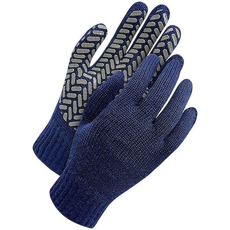 Wool Cold Weather Gloves, PVC Grip Palm, M Blue