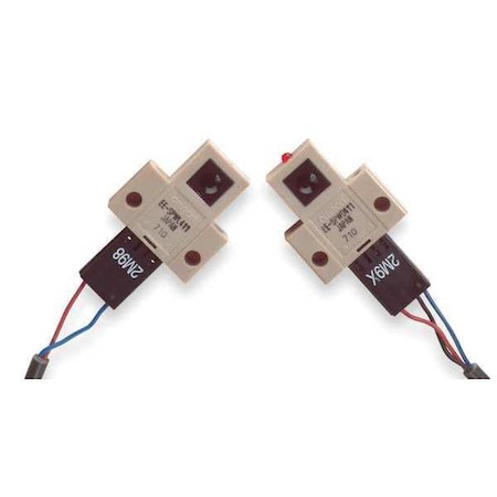 Through-Beam Photoelectric Sensor Set, Bare Wire, Right Angle, Rectangular, Light On, NPN