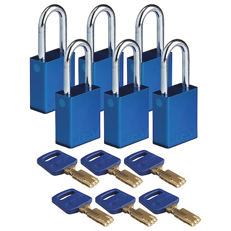 Lockout Padlock, Keyed Different, Aluminum, Blue, 1 1/2 in Shackle Height, 1 1/2 in Body Width