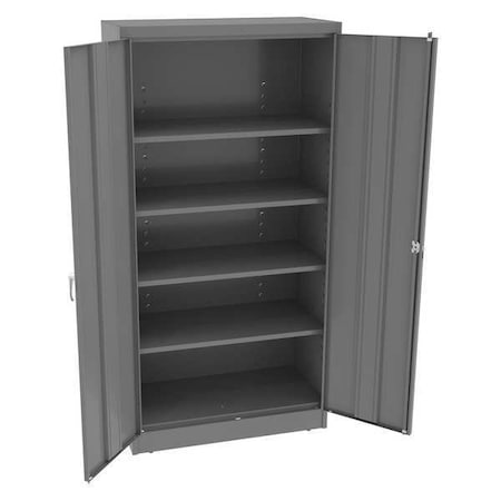 Shelving Storage Cabinet, 72 in H, 36 in W, 18 in D, Swing, Keyed, Medium Gray, 4 Shelves, 0 Drawers