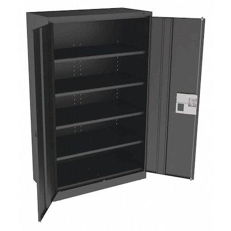 Shelving Storage Cabinet, 78 in H, 48 in W, 24 in D, Recessed Pull, Electronic Keypad, Black
