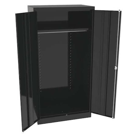 Wardrobe Storage Cabinet, 72 in H, 36 in W, 24 in D, Swing, Keyed, Black, 1 Shelves, 0 Drawers