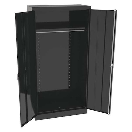 Wardrobe Storage Cabinet, 72 in H, 36 in W, 18 in D, Swing, Keyed, Black, 1 Shelves, 0 Drawers