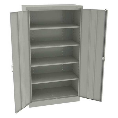 Shelving Storage Cabinet, 66 in H, 36 in W, 18 in D, Swing, Keyed, Light Gray, 4 Shelves, 0 Drawers