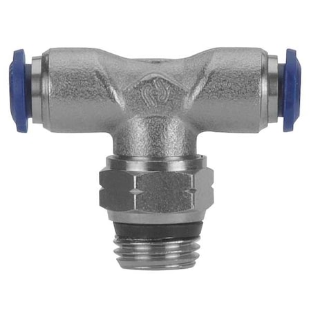 Push-Fit Tee Fitting, Push-to-Connect x Push-to-Connect x Universal, 5/32 in Tube OD, Metal, 5 PK