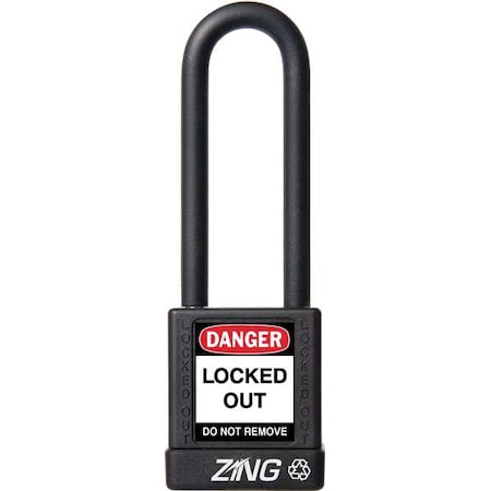 Lockout Padlock, Keyed Alike, Aluminum, Black, 3 in Shackle Height, 1 1/2 in Body Width