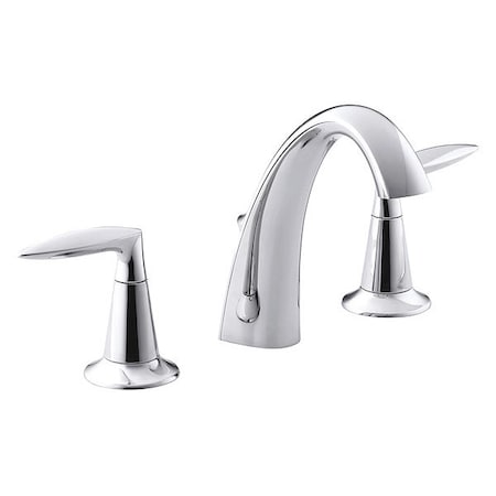 Manual Gooseneck Bathroom Faucet, 8" Mount, Polished Chrome
