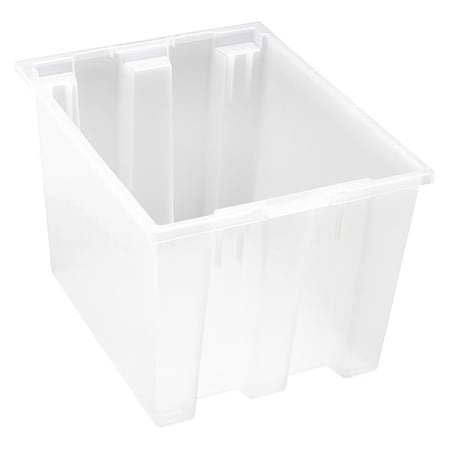 Stack & Nest Storage Container, 12.7 gal, 19-1/2 in L x 15-1/2 in W x 13 in H, Clear, Polypropylene