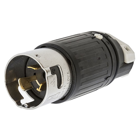 Locking Plug, Non-NEMA, 50 A, 480V AC, Single Phase, 2 Pole, Screw Terminals, Black, White