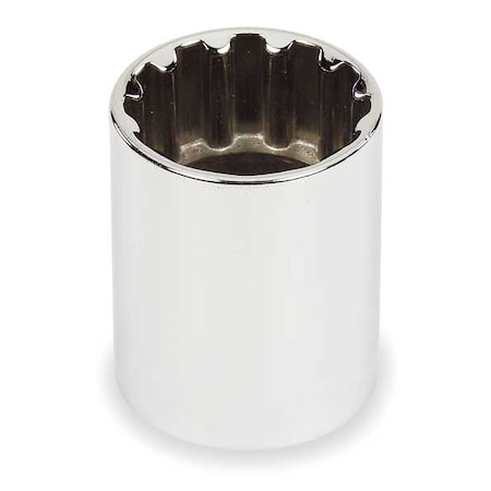 1/2 in Drive, 11/16" Spline SAE Socket, 12 Points,  Steel, Chrome, 11/16 in