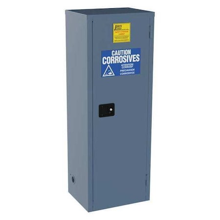 Hazardous Material Storage Cabinet, 24 gal, 3 Shelves, Steel, 23 in W x 65 in H x 18 in D, Blue