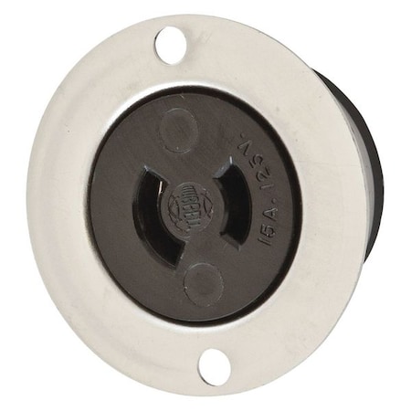 Midget Flanged Locking Receptacle, ML-1R, 15 A, 125V AC, Single Phase, 2 Pole, Screw Terminals