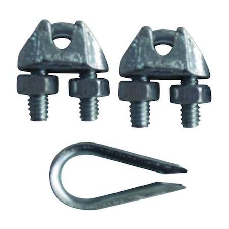 Wire Rope Clip and Thimble Kit,3/8 In