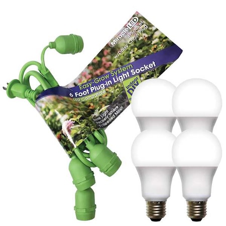LED Grow Light Cord System 4 Socket & LED Full Spectrum Grow Light 5 Pcs Kit