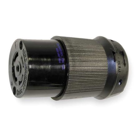 Locking Connector, L21-30R, 30 A, 120/208V AC, Three Phase, 4 Pole, Screw Terminals, Black