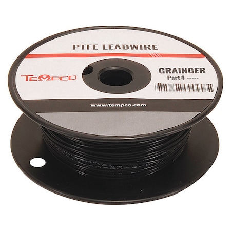 High Temp Lead Wire, PTFE, 14 AWG, Black, 100 ft