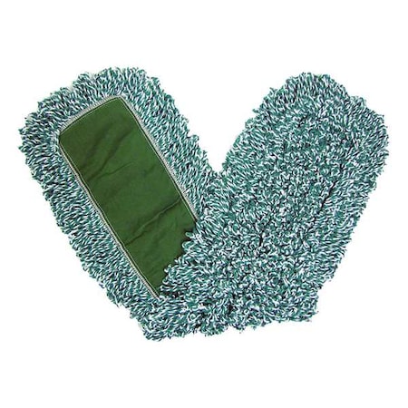 36 in L Dust Mop, Slide On Connection, Looped-End, Green, Microfiber, FGJ85500GR00