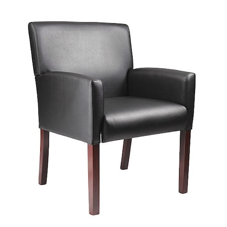 Reception Chair, Black Seat, Black Back, 25" L 35" H, Box, Vinyl Seat