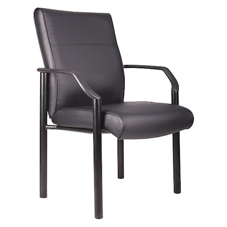 Guest Chair, Black Back, 26 in W 25-1/2" L 35-1/2" H, Fixed, Leather Seat