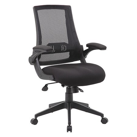 Task Chair, Black Back, 27 in W 27" L 44" H, Flip, Mesh Seat