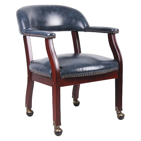 Ivy League Executive Chair, Blue Back, 24 in W 26" L 31" H, Fixed, Vinyl Seat