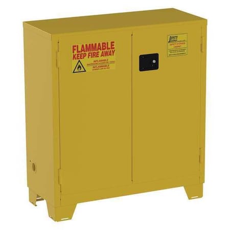 Hazardous Material Storage Cabinet, 30 gal, 1 Shelves, Steel, 43 in W x 49 in H x 18 in D, Yellow