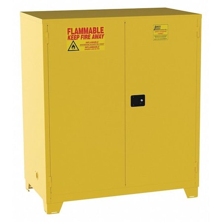 Hazardous Material Storage Cabinet, 120 gal, 2 Shelves, Steel, 59 in W x 70 in H x 34 in D, Yellow