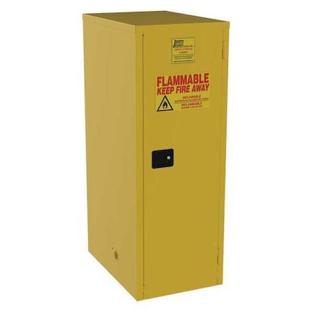 Hazardous Material Storage Cabinet, 60 gal, 3 Shelves, Steel, 23 in W x 65 in H x 34 in D, Yellow