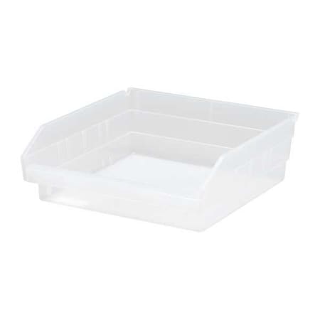 Shelf Storage Bin, Polypropylene, Clear, 4 in H, 11 1/8 in W, 11 5/8 in L