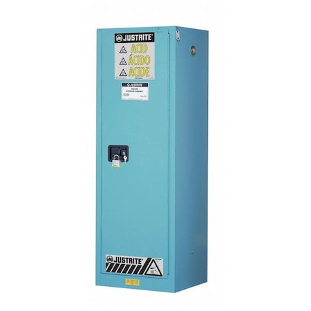 Hazardous Material Storage Cabinet, 22 gal, 3 Shelves, Steel, 23 1/4 in W x 65 in H x 18 in D, Blue