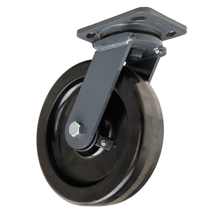Plate Caster,Swivel,Phenolic,8 in.,1400 lb,Blk
