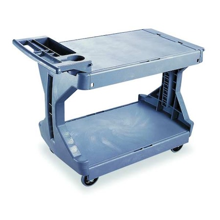 Utility Cart with Flip-Gate Flush Plastic Shelves, High-Density Polyethylene, 400 lb Load Capacity