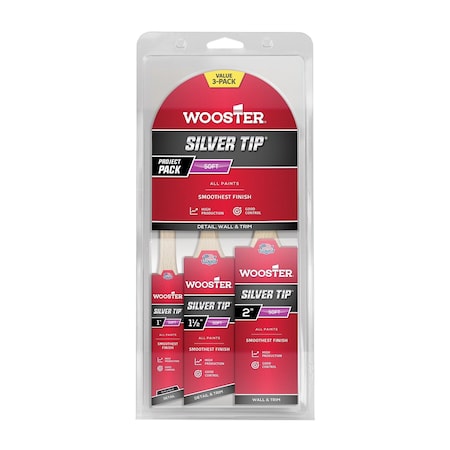 1 1/2" AS, 1" TAS, 2" Var Angle Sash Soft, Gold CT Polyester Bristle, Paint Brush Set, Wood Handle