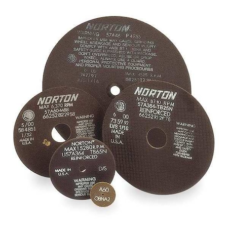 Abrasive Cut-Off Wheel, Type 1, 10 in Dia, 0.0938 in Thick, 5/8 in Arbor Hole Size, Aluminum Oxide