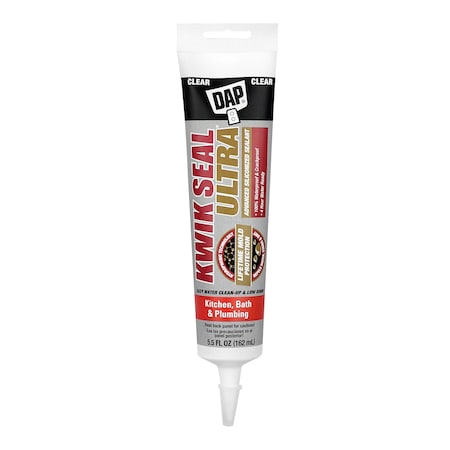 Acrylic Latex Sealant, 6 oz, Tube, Clear, Acrylic Latex Base, Kwik Seal Ultra