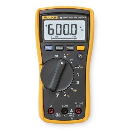 Digital Multimeter, Max 10V AC/DC Amps, AC/DC Voltages up to 600V, TRMS, Instrument Counts 6000, LCD
