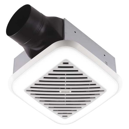 Ceiling Bathroom Fan, 110 cfm cfm, 4 in Duct Dia., 120V AC, Energy Star Certified
