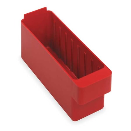 Drawer Storage Bin, High Impact Polystyrene, Red, 4 5/8 in H, 3 3/4 in W, 11 5/8 in L