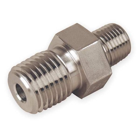 1/2" x 3/8" MNPT 316 SS Hex Nipple