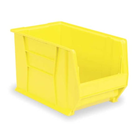 Storage Bin, Plastic, Yellow, 8 in H, 12 3/8 in W, 20 in L